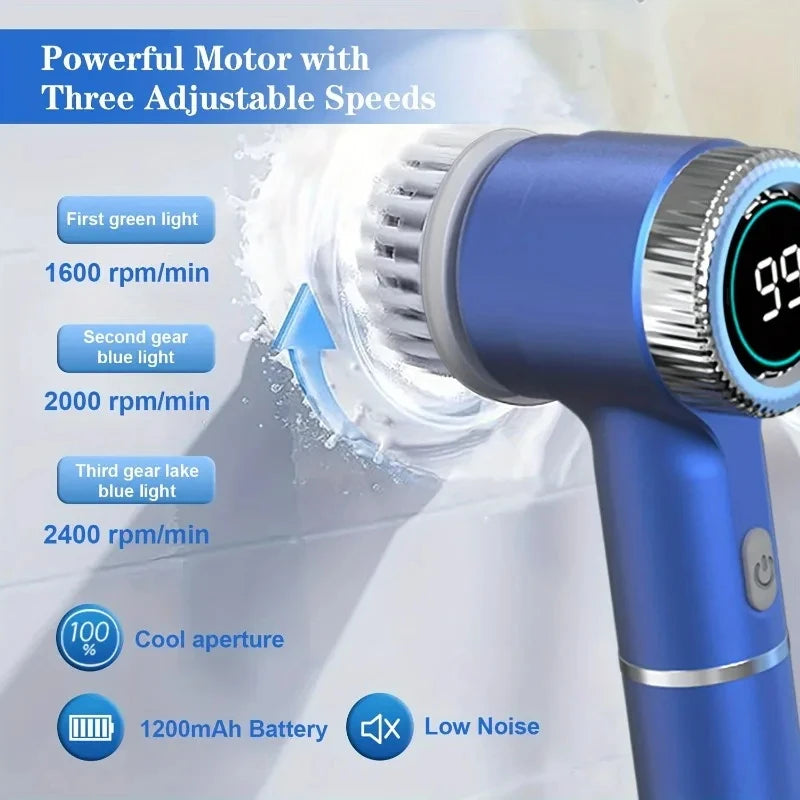 Electric Spin Shower Scrubber With 5 Brush Heads