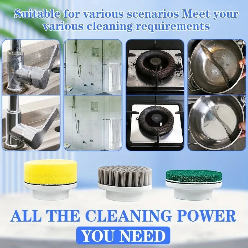 Electric Spin Shower Scrubber With 5 Brush Heads